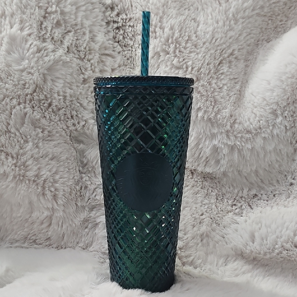 Teal Studded Tumbler with Straw